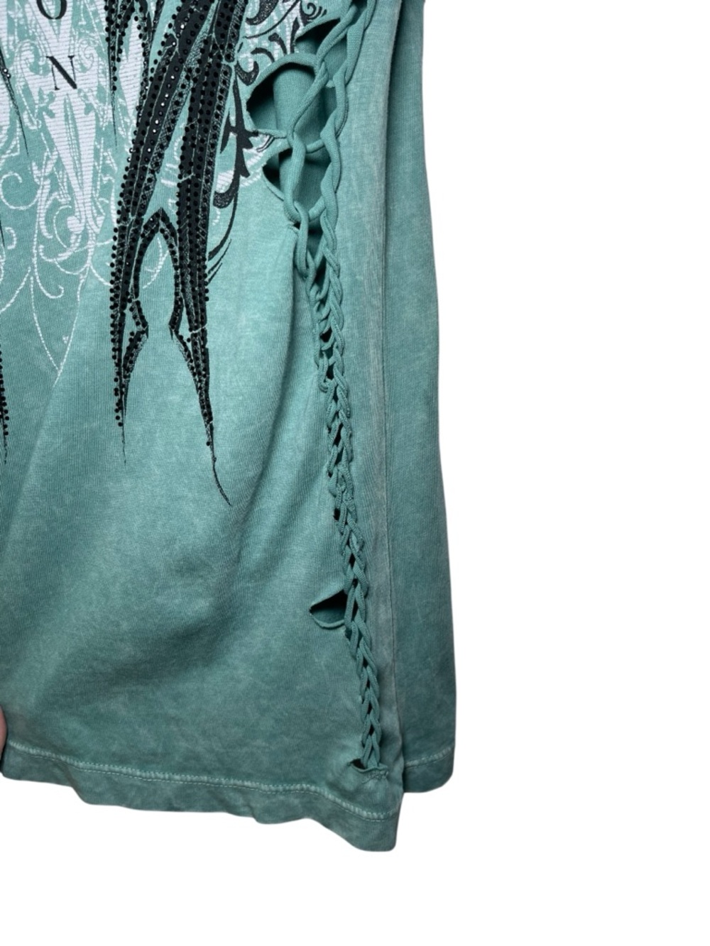 Buckle Affliction Lace-Up Y2K Deep Sea Lava Wash Graphic Short Sleeve Tee Medium - Picture 15 of 16